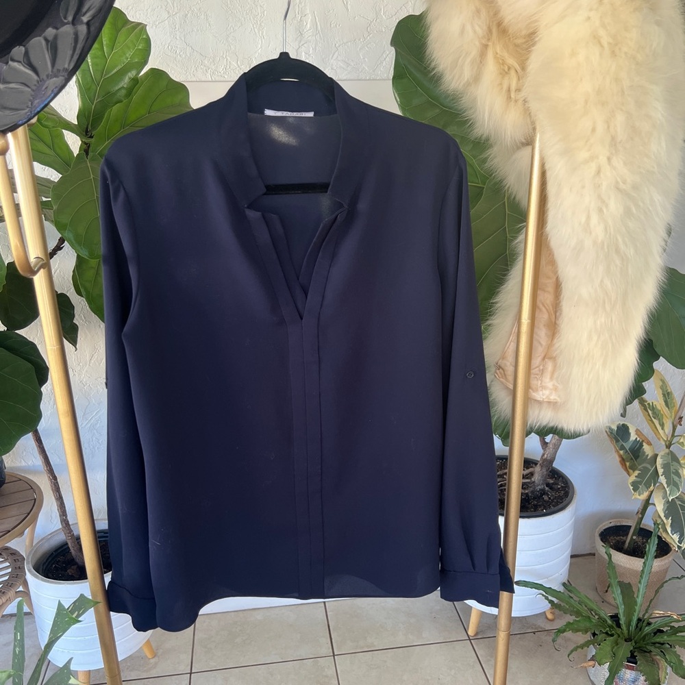 T Tahari Navy Blue Women's Top Size L